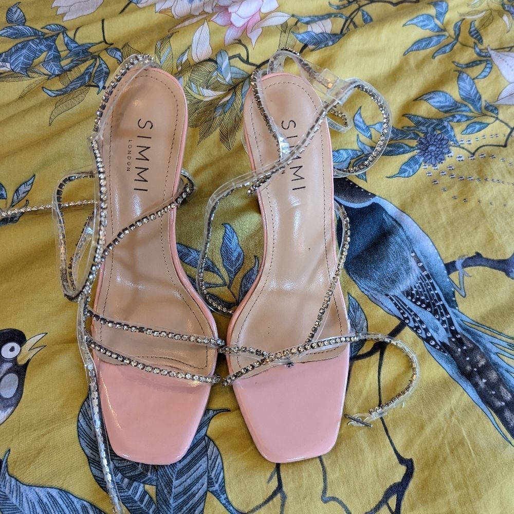 Simmi london pink rhinestone gladiator heels guc sz 6